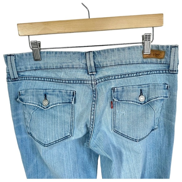 Levi's Retro 70's 423 Flare Jeans Low Rise White Washed Zip 2 Button Size 11/30 - Picture 4 of 14